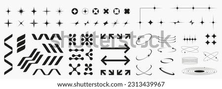 Set of retro futuristic elements. Y2k abstract geometric shapes and objects. Royalty-Free Stock Photo #2313439967