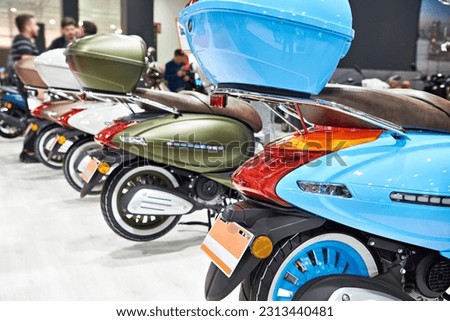 Retro scooters at the exhibition Royalty-Free Stock Photo #2313440481
