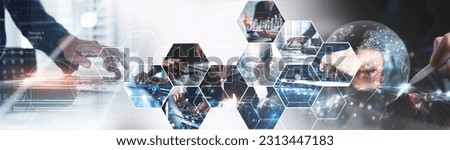 Global business network, digital technology, data exchange concept. Business Intelligence and cloud computing, digital marketing, data processing and blockchain technology management Royalty-Free Stock Photo #2313447183