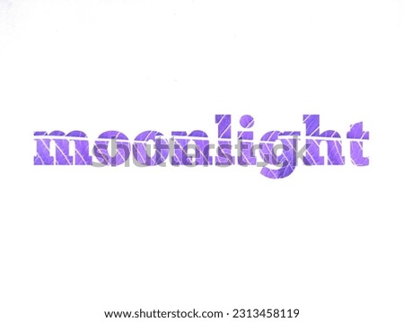 Word design moonlight isolated on white background. real leaf color set font.