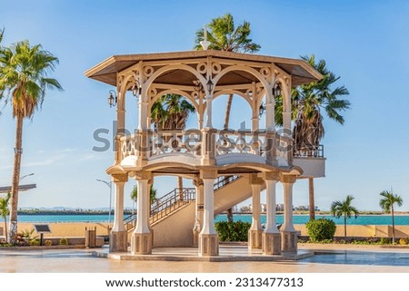 La paz, baja california sur, mexico. elevated viewing platform on the shore. Royalty-Free Stock Photo #2313477313
