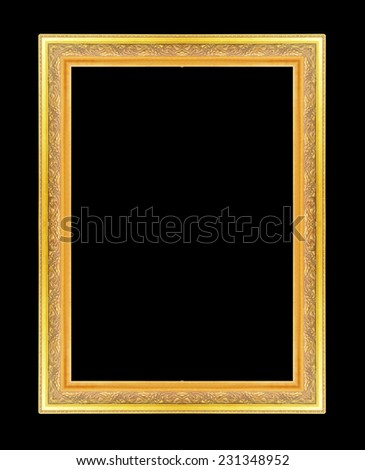 gold antique vintage picture frames. Isolated on black background