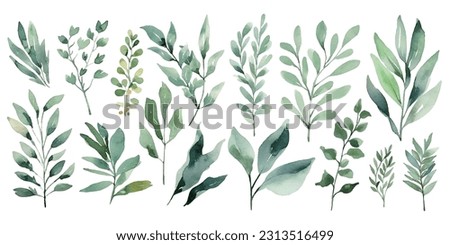 Beautiful bouquet of flowers assembled in watercolor style on white background flat vector illustration, decorative seamless botanical leaves floral pattern