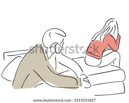 Line art vector of a couple fighting. Negative psychology in couples. Marital issues line art vector. Royalty-Free Stock Photo #2313531827