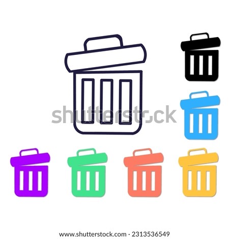 Illustration trashcan icon with dropshadow isolated on white background.