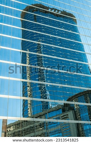 Modern skyscraper skyline reflection in downtown Houston, Texas