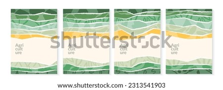 Green nature collage eco abstract vector background. Agricultural field landscape with texture, ecology poster design. Summer aesthetic illustration set. Environmental card, organic agro pattern Royalty-Free Stock Photo #2313541903