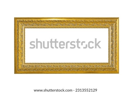 Long Panorama Empty Gold Picture Frame Copy Space