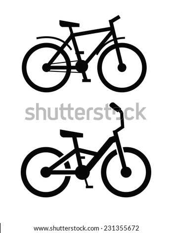 vector black bicycle icon on white background