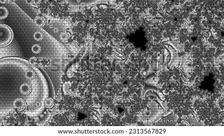 Digital abstract fractal background generated at computer in black and white.