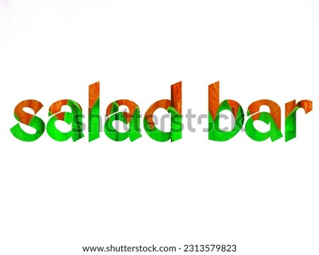 Salad bar font design on white background. real hibiscus plant flower font.