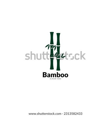 Green bamboo plant vector logo. Concept for spa and beauty salon, asian massage, cosmetic package, furniture material.