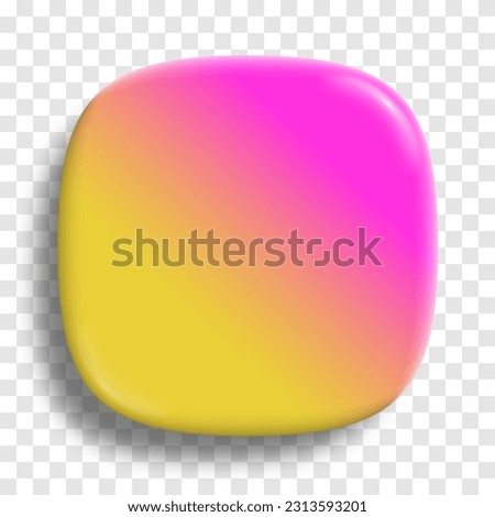 App icon superellipse, glossy pastel vector on transparent background. 3D squircle button with holographic gradient and realistic soft shadow. Rounded rectangle shape for web and mobile applications Royalty-Free Stock Photo #2313593201