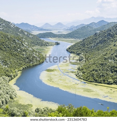 The winding River Crnojevica pictured at the Pavlova Strana viewpoint facing Lake Skadar in Montenegro in May 2023.