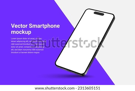Phone mockup isolate 3d vector screen device template. Cellphone app mock up realistic telephone background design banner