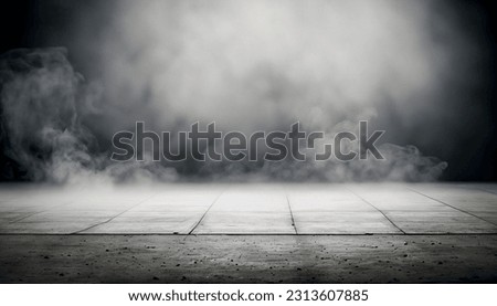 Photo a dark empty room with smoke on the wall and a light on the ceiling Royalty-Free Stock Photo #2313607885
