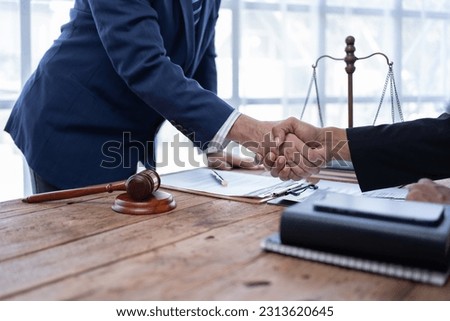 Businessman with lawyer discussing law firm business plan - Market Analysis Summary Royalty-Free Stock Photo #2313620645