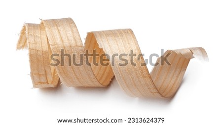 Wood shavings isolated on white background Royalty-Free Stock Photo #2313624379