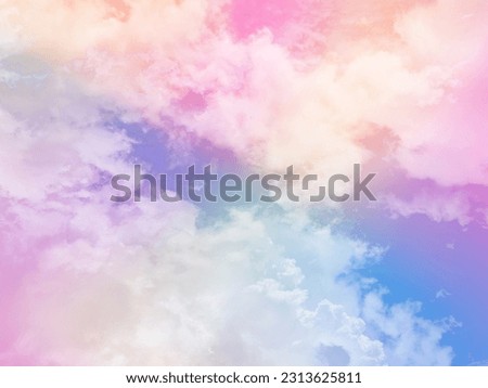 beauty sweet pastel soft pink and orange with fluffy clouds on sky. multi color rainbow image. abstract fantasy growing light