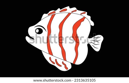 Cute tropical fish - A picture for coloring. Vector linear fish - animal design element. Aquarium fish - pet. Outline. hand drawing fish vector illustration