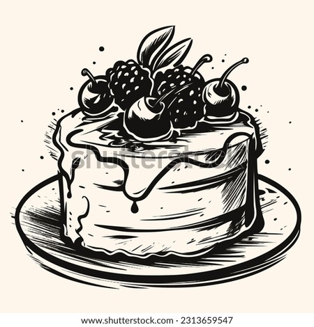 Cake vector for logo or icon,clip art, drawing Elegant modern style Illustration