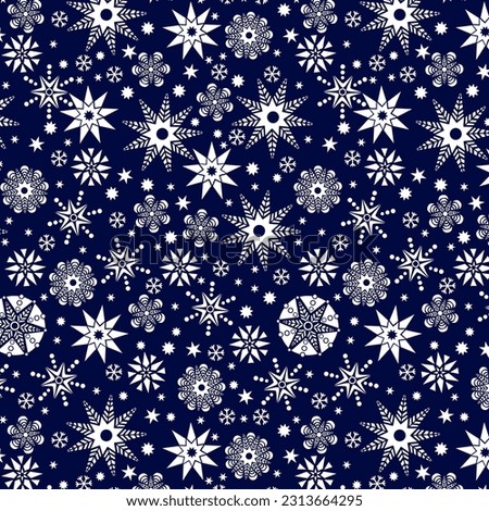 Large and small snowflakes pattern