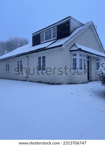 Snowfall in London UK Kent house covered with snow beautiful picture