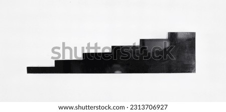 abstract black steps,stairs front side isolated on white background