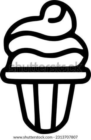 Minimal ice cream black outlines vector illustration