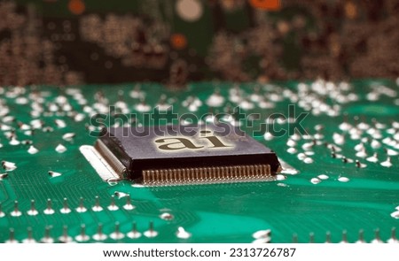 Artificial Intelligence systems concept. Ai supported devices background. Microchip, semiconductor or CPU inside smart appliances.
 Royalty-Free Stock Photo #2313726787