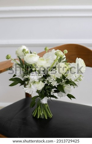 Bouquet the flowers. Ranunculus white color