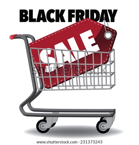 Black Friday shopping cart icon isolated EPS 10 vector illustration