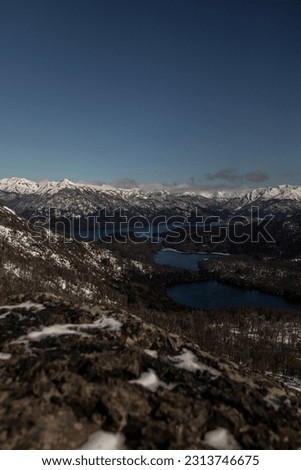 landscape of Patagonia lake Mountain View clear sky