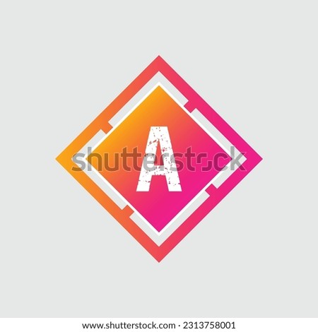 A Letter Logo abstract geometric design vector template Logotype icon Digital Technology style.