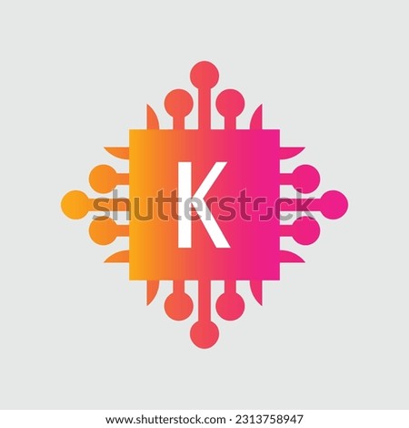 K Letter Logo abstract geometric design vector template Logotype icon Digital Technology style.