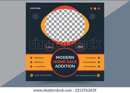 Modern Real estate house sale and home rent advertising square Social media post and promotion ads discount banner vector template design.