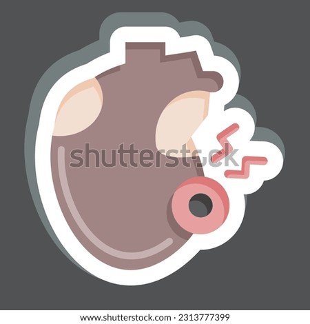 Sticker Heartache. related to Body Ache symbol. simple design editable. simple illustration