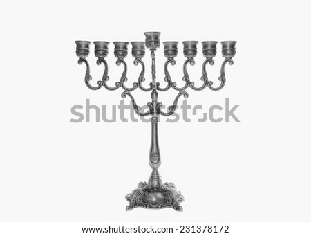 Traditional silver Jewish Menorah