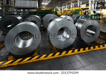 Cold rolled galvanized steel coils for production cars Royalty-Free Stock Photo #2313795299
