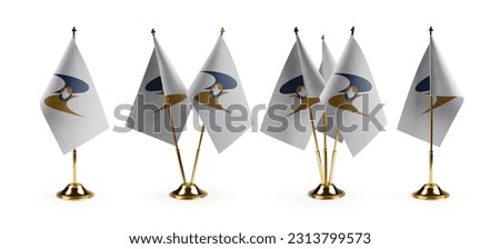 Small national flags of the Eurasian Economic Union on a white background. Royalty-Free Stock Photo #2313799573
