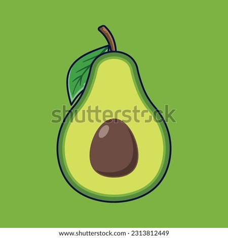 Avocado Fruit Cartoon Vector Icon Illustration. Food Fruit Icon Concept Isolated Premium Vector. Flat Cartoon Style Suitable for Web Landing Page, Banner, Sticker, Background