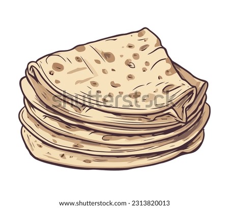 Stack of fresh pita bread icon design isolated Royalty-Free Stock Photo #2313820013