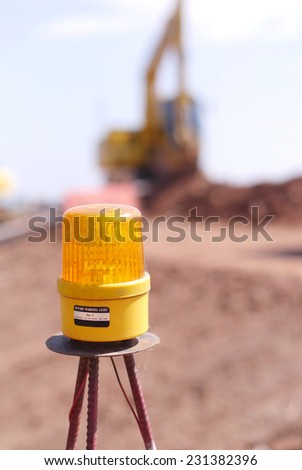 Warning light in construction site