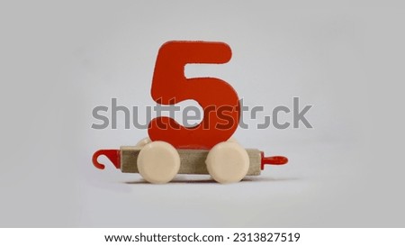 Toy Train With Number 5 Isolated On White background 