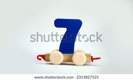 Toy Train With Number 7 Isolated On White background 