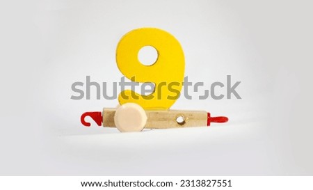 Toy Train With Number 9 Isolated On White background 