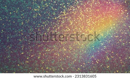 Dark glitter texture with rainbow flare leak in the style of faded film photography