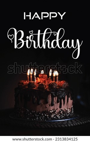Happy birthday to you, happy birthday cake, candles on cake, text on image