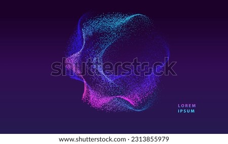 Particles glowing dots abstract background. Neon circle splash  design. Ai virtual futuristic technology and science vector. Royalty-Free Stock Photo #2313855979
