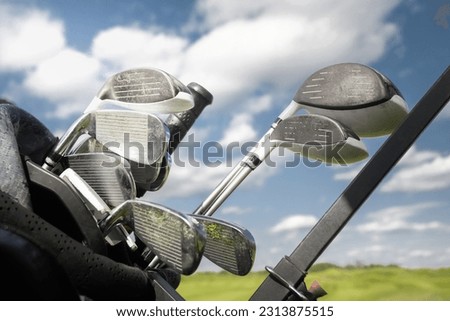 golf club. golf bag at the field